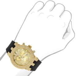 Iced Out Yellow Gold Plated Joe Rodeo Broadway Men's Diamond Watch 5 Carats -PNZ Watches Shop watches iced out yellow gold pltd joe rodeo broadway mens diamond watch 5 carats bod