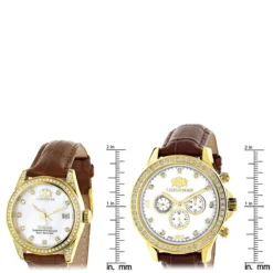 Luxurman Matching His & Hers Yellow Gold Plated Diamond Watch Set With Leather Band -PNZ Watches Shop watches luxurman matching his hers yellow gold plated diamond watches leather band ruler