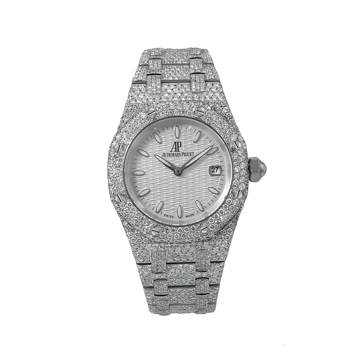 White Dial 33mm Audemars Piguet Royal Oak Ladies Diamond Watch 11.75ct 1 White Dial 33mm Audemars Piguet Royal Oak Ladies Diamond Watch 11.75ct