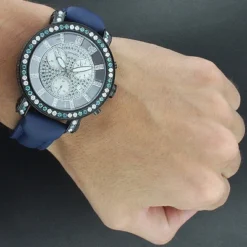 White Blue Diamond Men's Watch By Benny And Co 6.50ct -PNZ Watches Shop white blue diamond mens watch by benny and co 650ct 3