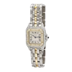 Women's Cartier Panthere Mini 18K Gold Steel Vintage Diamond Watch 22mm 1ct