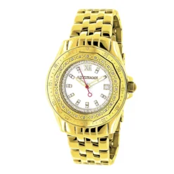 Women's Diamond Watch 0.25ct Yellow Gold Plated Luxurman