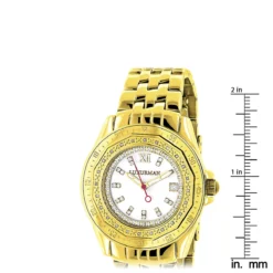 Women's Diamond Watch 0.25ct Yellow Gold Plated Luxurman -PNZ Watches Shop womens diamond watch 025ct yellow gold luxurman ruler