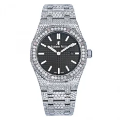 Women's Diamond Watch Audemars Piguet Royal Oak 33mm Black Dial