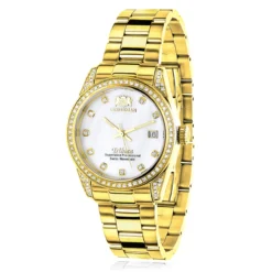 Women's Diamond Watch Yellow Gold Plated Luxurman Tribeca 1.5ct