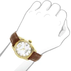Women's Diamond Watch Yellow Gold Pltd W Leather Band Luxurman Tribeca 1.5ct -PNZ Watches Shop womens diamond watch yellow gold pltd w leather band luxurman tribeca 15ct bod