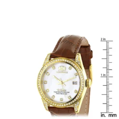 Women's Diamond Watch Yellow Gold Pltd W Leather Band Luxurman Tribeca 1.5ct -PNZ Watches Shop womens diamond watch yellow gold pltd w leather band luxurman tribeca 15ct ruler
