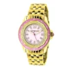 Yellow Gold Plated Ladies Diamond Pink Watch 0.25ct Luxurman