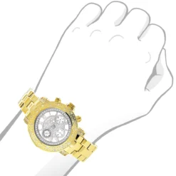 Yellow Gold Plated Luxurman Diamond Watch For Women 0.3ct White MOP Montana -PNZ Watches Shop yellow gold plated luxurman diamond watch for women 03ct white mop montana 3