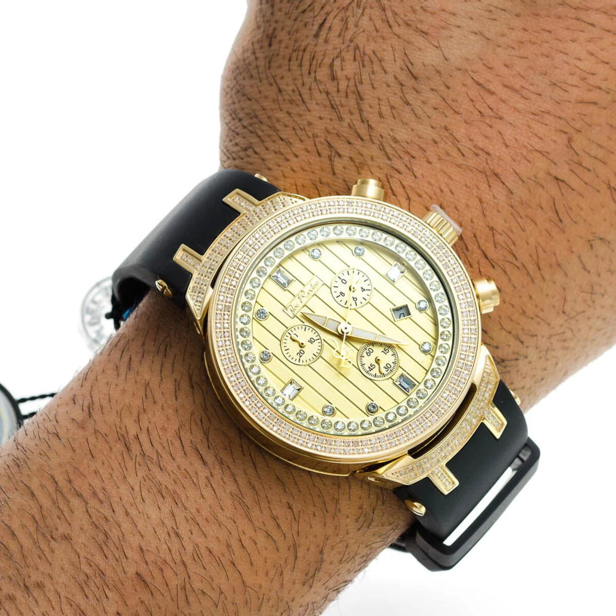 Yellow Gold Tone Joe Rodeo Men's Diamond Watch 2.20ct Master 7 Yellow Gold Tone Joe Rodeo Men's Diamond Watch 2.20ct Master - Image 7