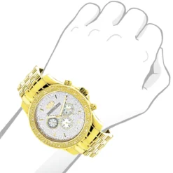 Yellow Gold Tone Luxurman Men's Diamond Watch 0.25ct -PNZ Watches Shop yellow gold tone watches luxurman mens diamond watch 025ct 3