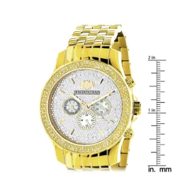 Yellow Gold Tone Luxurman Men's Diamond Watch 0.25ct -PNZ Watches Shop yellow gold tone watches luxurman mens diamond watch 025ct ruler